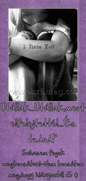 Utállak
 
Sohasem fogok megbocsátani-Nem bocsátom meg,hogy hiányoztál :S :)
