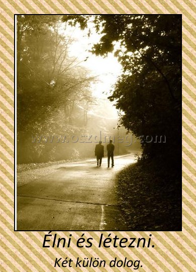 Élni és létezni.
 
Két külön dolog.