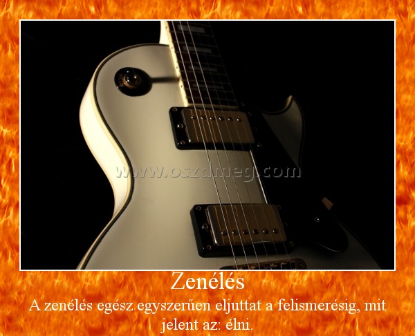 Zenélés
 
A zenélés egész egyszerűen eljuttat a felismerésig, mit jelent az: élni.