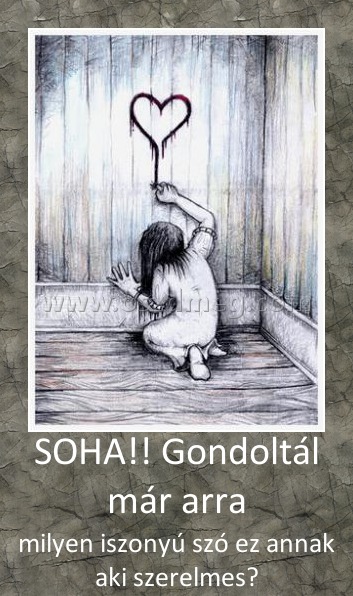 SOHA!! Gondoltál már arra
 
milyen iszonyú szó ez annak aki szerelmes?