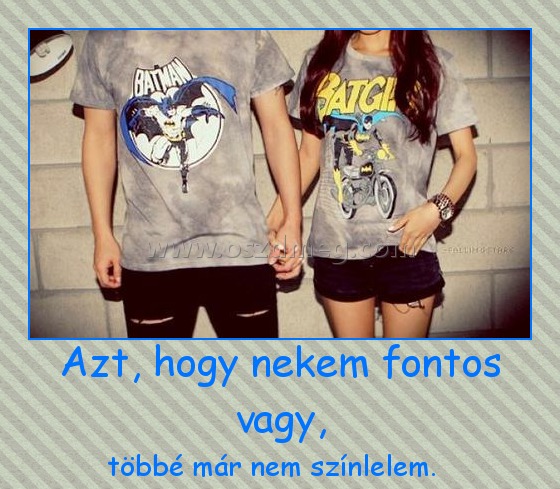 Azt, hogy nekem fontos vagy,
 
többé már nem színlelem.  