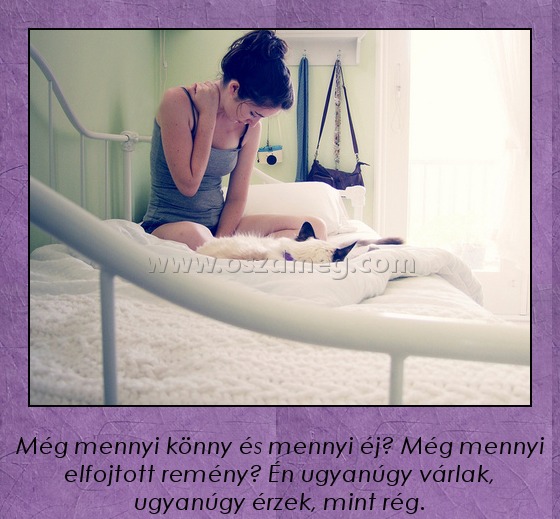 Még mennyi könny... Még mennyi könny...
Még mennyi könny és mennyi éj? Még mennyi elfojtott remény? Én ugyanúgy várlak, ugyanúgy érzek, mint rég.