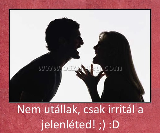 Nem utállak, csak irritál a jelenléted! ;) :D Nem utállak, csak irritál a jelenléted! ;) :D