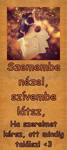 Szemembe nézel, szívembe látsz, 
 
Ha szerelmet kérsz, ott mindig találsz! <3