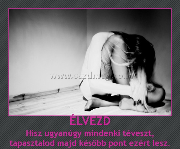 ÉLVEZD ÉLVEZD
Hisz ugyanúgy mindenki téveszt, tapasztalod majd később pont ezért lesz.