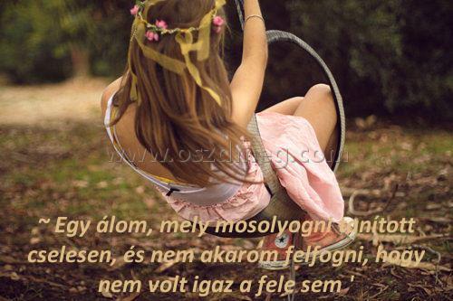 ~ Egy álom ~ Egy álom
~ Egy álom, mely mosolyogni tanított cselesen, és nem akarom felfogni, hogy nem volt igaz a fele sem '