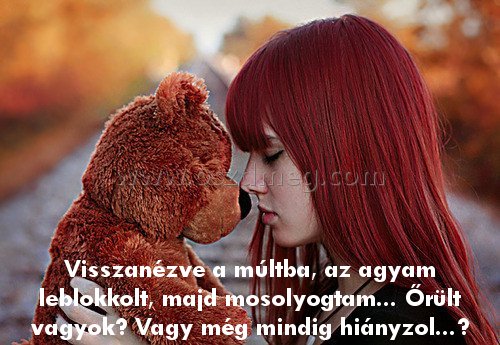 Visszanézve a múltba Visszanézve a múltba
Visszanézve a múltba, az agyam leblokkolt, majd mosolyogtam... Őrült vagyok? Vagy még mindig hiányzol...?