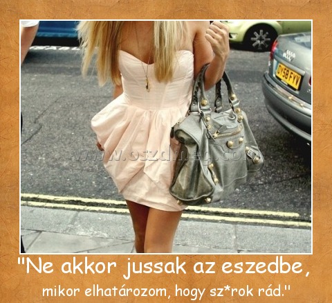 "Ne akkor jussak az eszedbe, 
 
mikor elhatározom, hogy sz*rok rád.