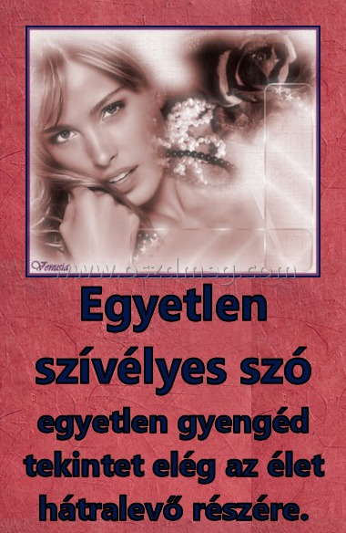 Egyetlen szívélyes szó
 
egyetlen gyengéd tekintet elég az élet hátralevő részére.