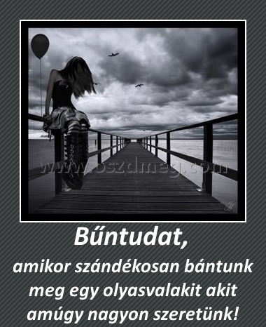 Bűntudat, 
 
amikor szándékosan bántunk meg egy olyasvalakit akit amúgy nagyon szeretünk!