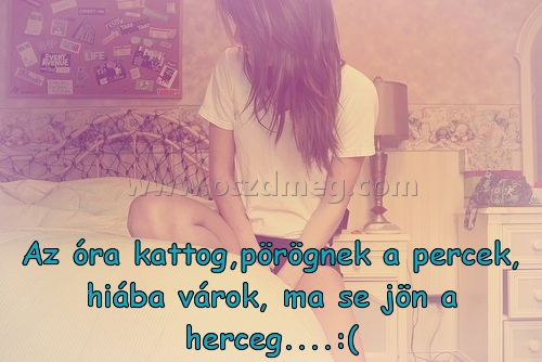 Az óra kattog
 
Az óra kattog,pörögnek a percek, hiába várok, ma se jön a herceg....:(