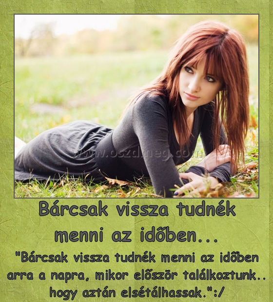 Bárcsak vissza tudnék menni az időben...
 
