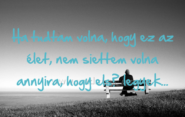 Ha tudtam volna
 
Ha tudtam volna, hogy ez az élet, nem siettem volna annyira, hogy első legyek...