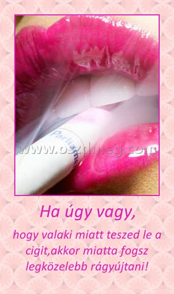 Ha úgy vagy,
 
hogy valaki miatt teszed le a cigit,akkor miatta fogsz legközelebb rágyújtani!