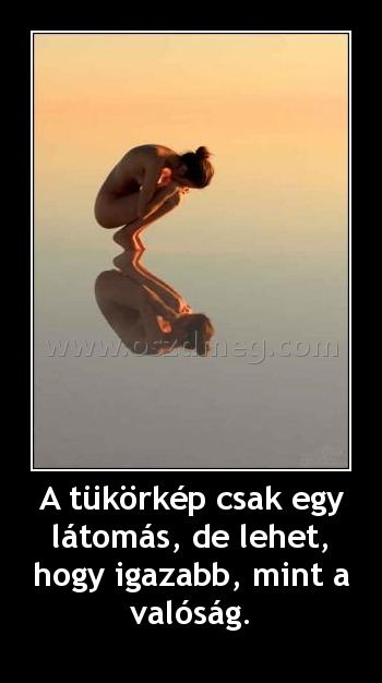A tükörkép csak egy látomás, de lehet, hogy igazabb, mint a valóság.
 
