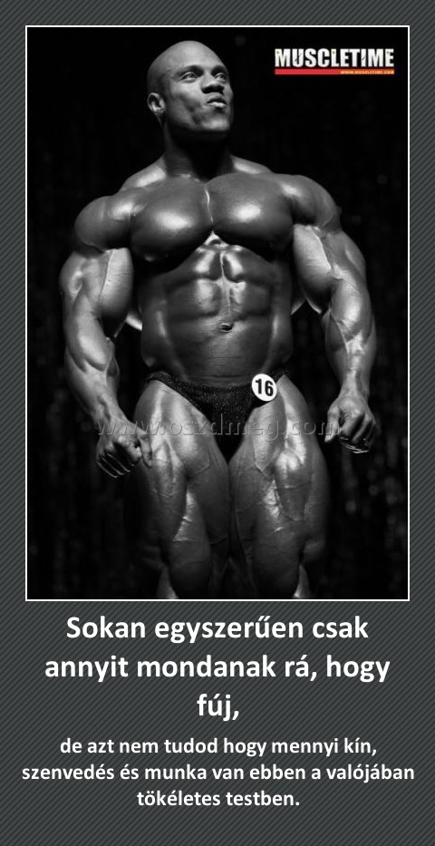 Sokan egyszerűen csak annyit mondanak rá, hogy fúj,
 
de azt nem tudod hogy mennyi kín, szenvedés és munka van ebben a valójában tökéletes testben.