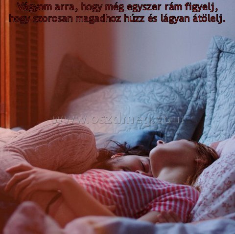 Vágyom arra
 
Vágyom arra, hogy még egyszer rám figyelj, hogy szorosan magadhoz húzz és lágyan átölelj.