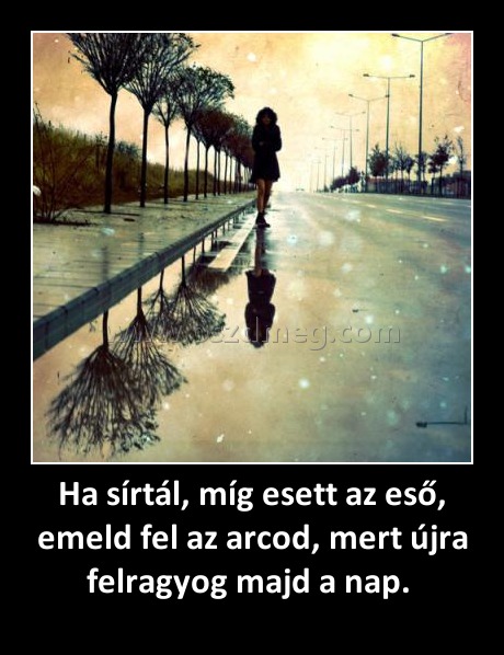 Ha sírtál, míg esett az eső, emeld fel az arcod, mert újra felragyog majd a nap. 
 
